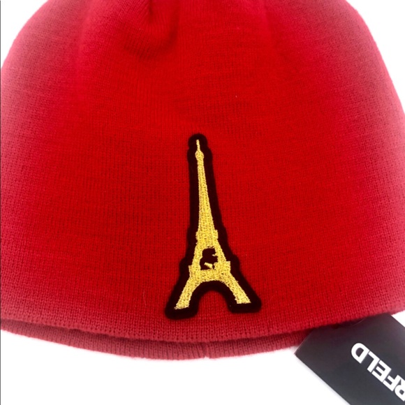 Karl Lagerfeld Red Eiffel Tower Knit Beanie Hat main image 10